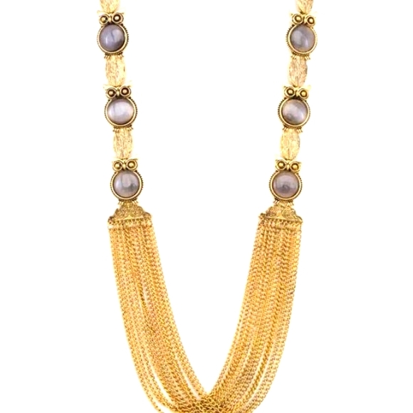 Frosted Glass Owl Multi Chain Long Statement Necklace Set - Picture 2 of 3